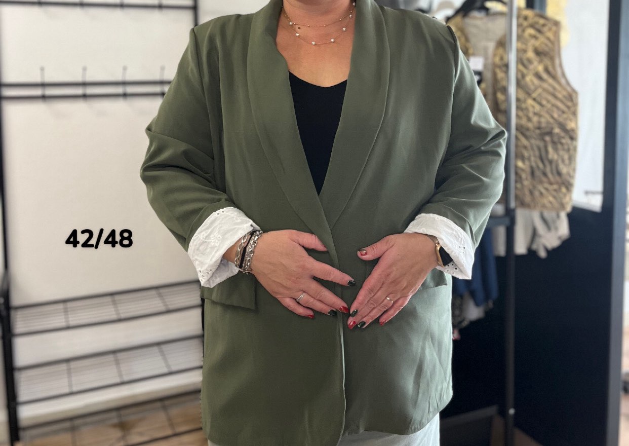 Blazer manches revers dentelle, Grand Taille
