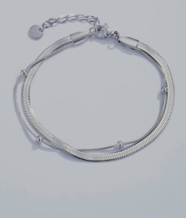 Bracelet double en acier inoxydable