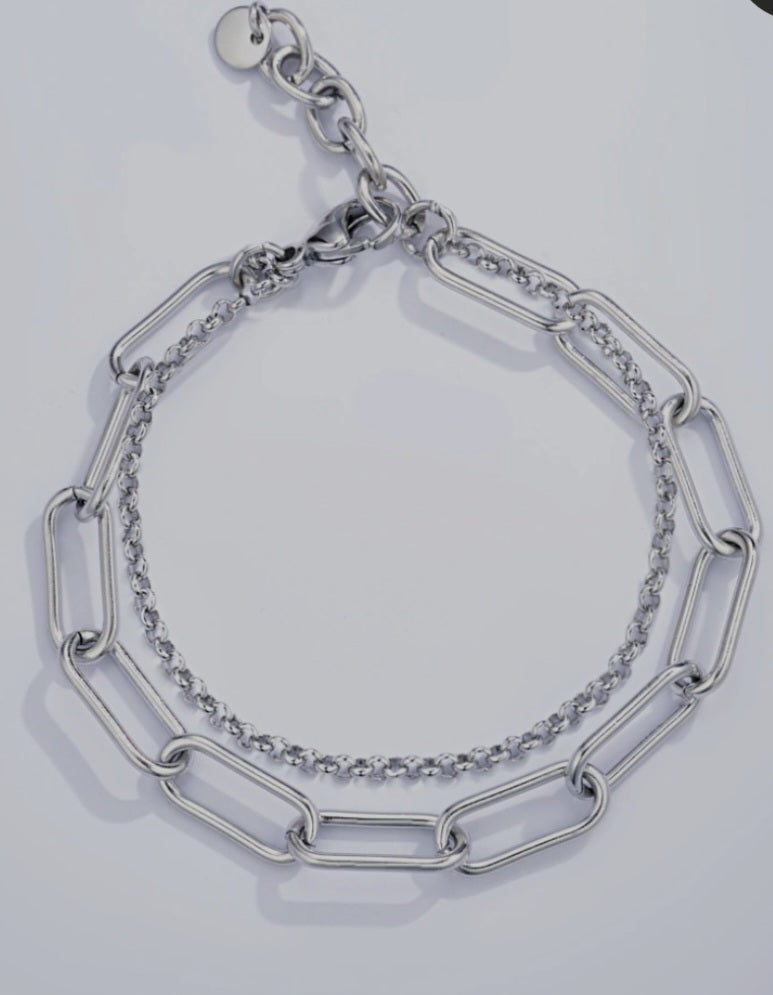 Bracelet double en acier inoxydable