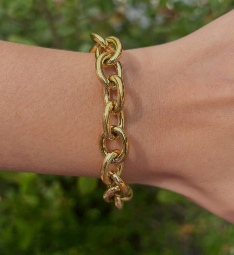 Bracelet grosse maille en acier inoxydable